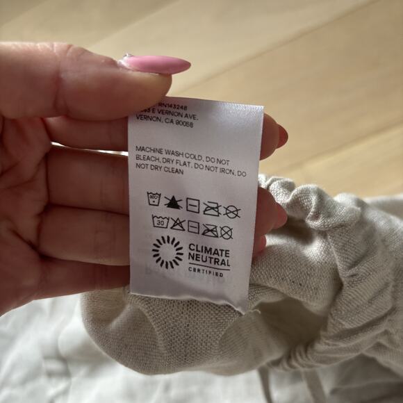 NWT Reformation Olina Linen Pant Drawstring Wide Leg Size L Petite Oatmeal - Picture 12 of 12